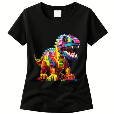 Master Builder Bricks Blocks Play Toys Dinosaur Womens T-Shirt