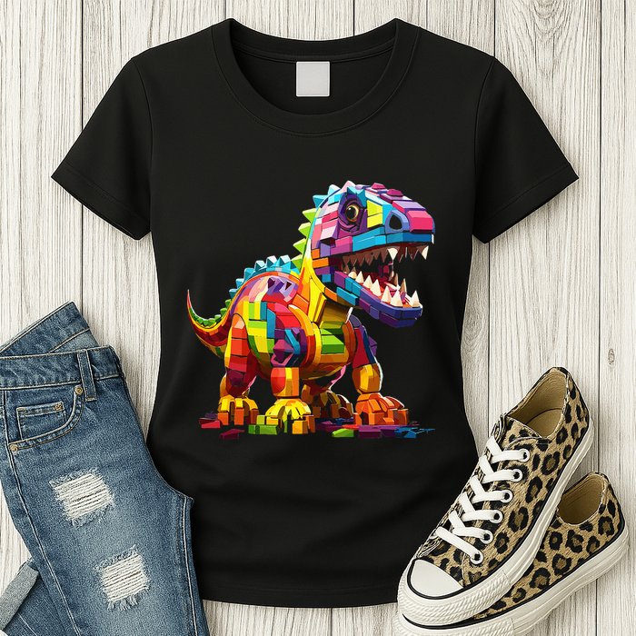 Master Builder Bricks Blocks Play Toys Dinosaur Womens T-Shirt