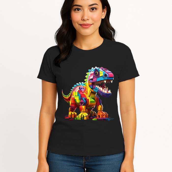 Master Builder Bricks Blocks Play Toys Dinosaur Womens T-Shirt