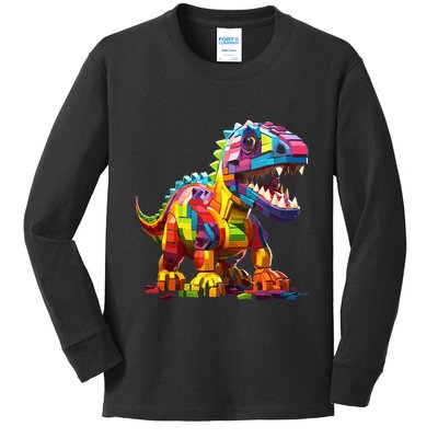 Master Builder Bricks Blocks Play Toys Dinosaur Kids Long Sleeve Shirt