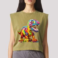 Master Builder Bricks Blocks Play Toys Dinosaur Garment-Dyed Women's Muscle Tee