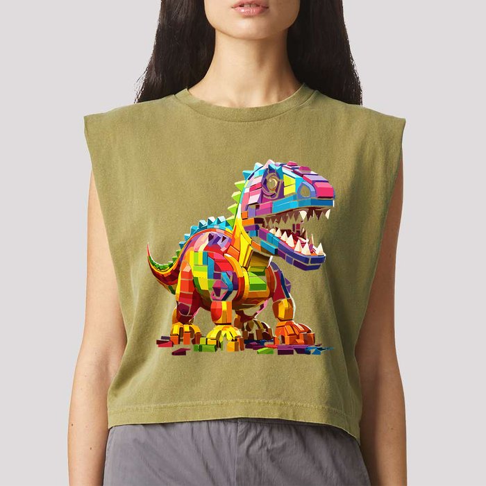 Master Builder Bricks Blocks Play Toys Dinosaur Garment-Dyed Women's Muscle Tee