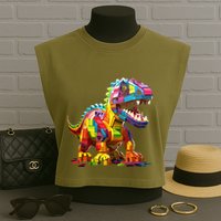 Master Builder Bricks Blocks Play Toys Dinosaur Garment-Dyed Women's Muscle Tee