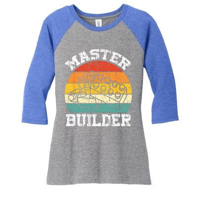 Master Builder Building Blocks Brick Toy Master Builder Women's Tri-Blend 3/4-Sleeve Raglan Shirt