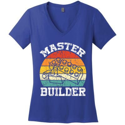 Master Builder Building Blocks Brick Toy Master Builder Women's V-Neck T-Shirt