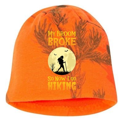 My Broom Broke So Now I Go Hiking Great Gift Witch Camping Kati - Camo Knit Beanie