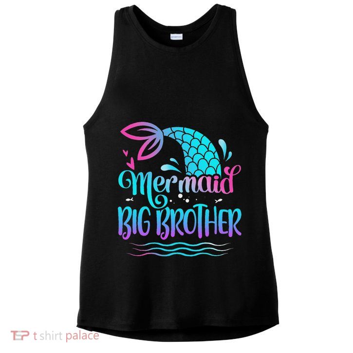 Mermaid Big Brother Cute Mermaid Birthday Family Matching Ladies PosiCharge Tri-Blend Wicking Tank