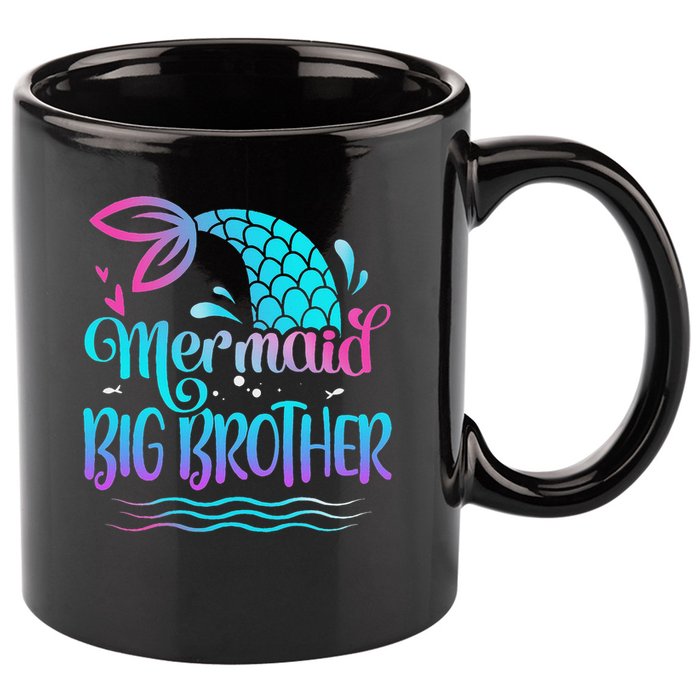 Mermaid Big Brother Cute Mermaid Birthday Family Matching 11oz C Handle Ceramic Mug