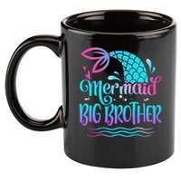 Mermaid Big Brother Cute Mermaid Birthday Family Matching 11oz C Handle Ceramic Mug