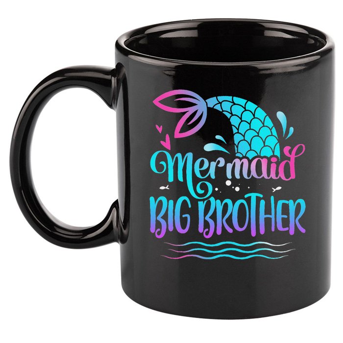 Mermaid Big Brother Cute Mermaid Birthday Family Matching 11oz C Handle Ceramic Mug