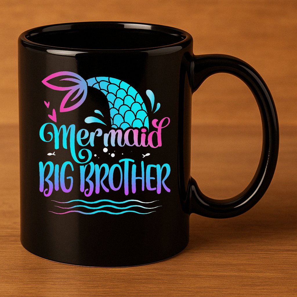 Mermaid Big Brother Cute Mermaid Birthday Family Matching 11oz C Handle Ceramic Mug