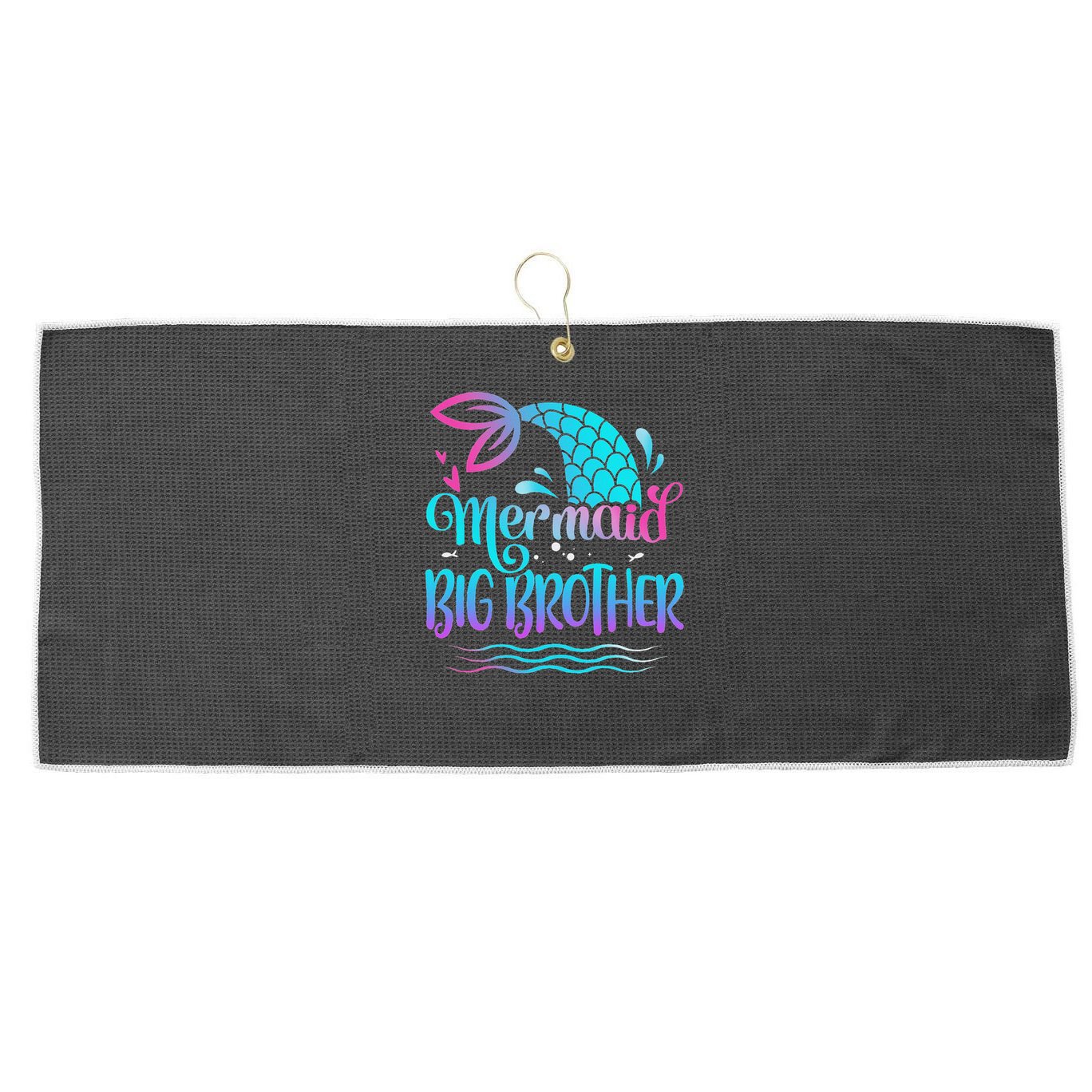 Mermaid Big Brother Cute Mermaid Birthday Family Matching Large Microfiber Waffle Golf Towel
