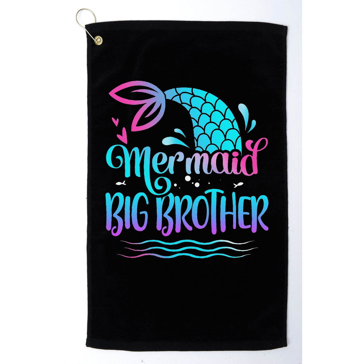 Mermaid Big Brother Cute Mermaid Birthday Family Matching Golf Towel