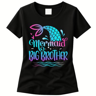 Mermaid Big Brother Cute Mermaid Birthday Family Matching Womens T-Shirt