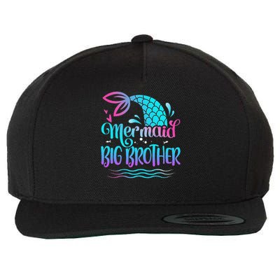 Mermaid Big Brother Cute Mermaid Birthday Family Matching Wool Snapback Cap