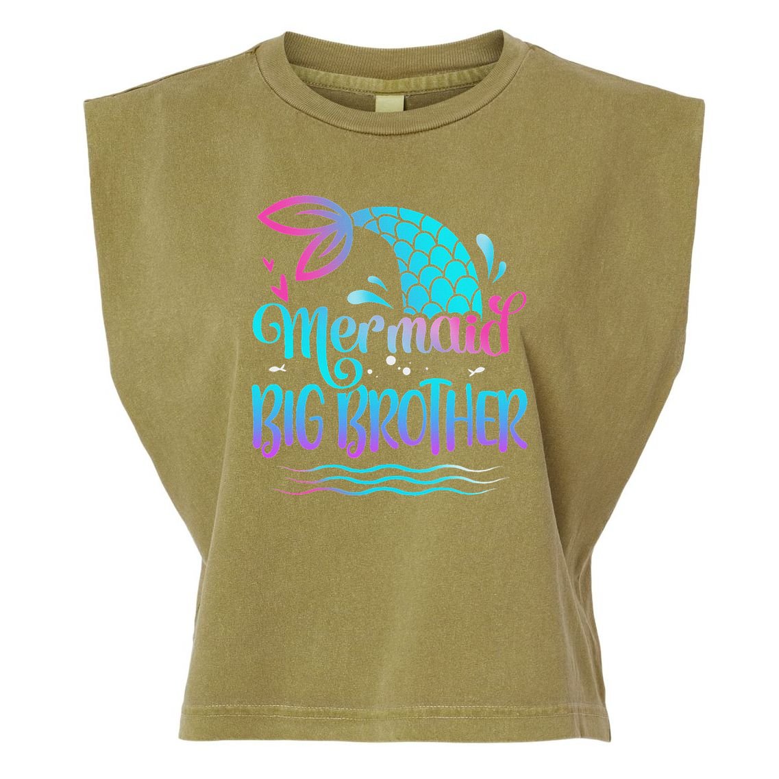 Mermaid Big Brother Cute Mermaid Birthday Family Matching Garment-Dyed Women's Muscle Tee