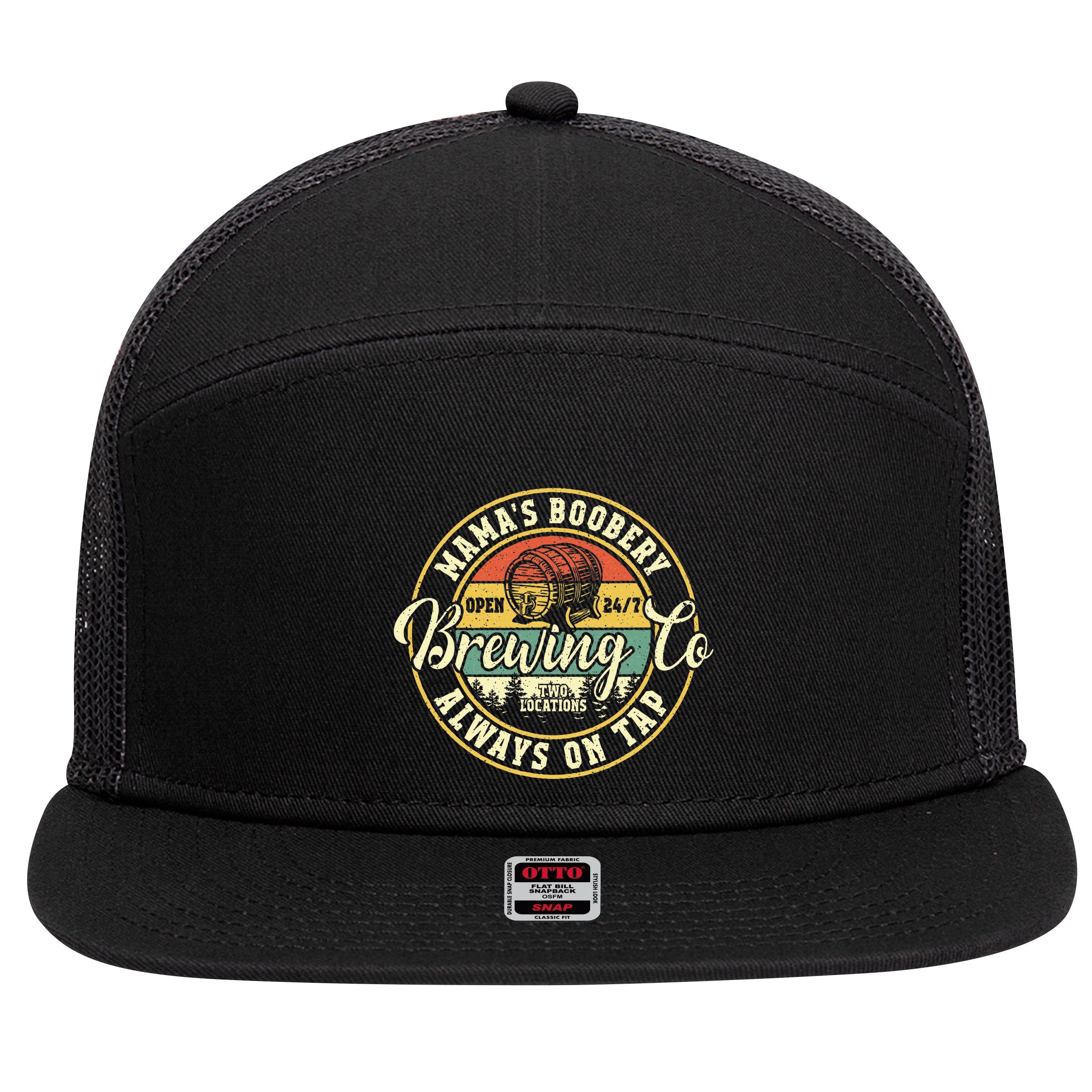 Mama Boobery Breastfeeding Brewery New Mom Brewing Co Retro 7 Panel Mesh Trucker Snapback Hat