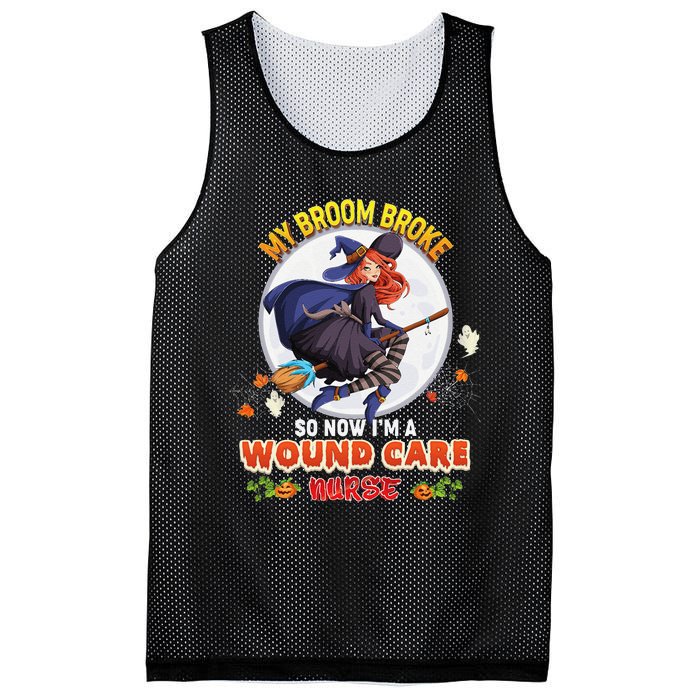 My Broom Broke So Now IM A Wound Care Nurse Halloween Boo Mesh Reversible Basketball Jersey Tank