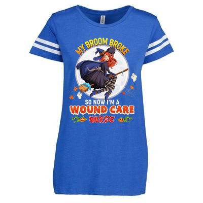 My Broom Broke So Now IM A Wound Care Nurse Halloween Boo Enza Ladies Jersey Football T-Shirt