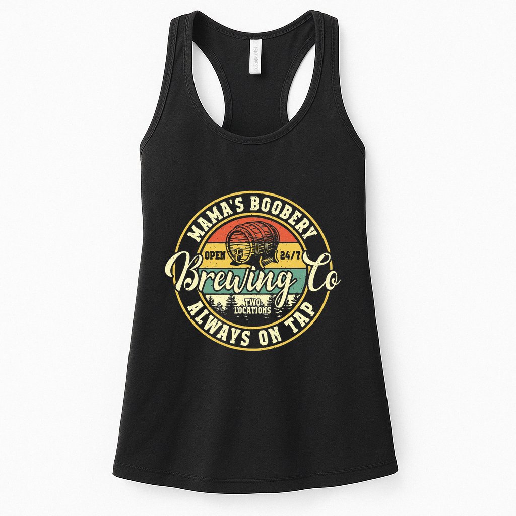 Mama Boobery Breastfeeding Brewery New Mom Brewing Co Retro Womens Tank Top