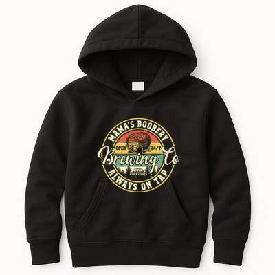 Mama Boobery Breastfeeding Brewery New Mom Brewing Co Retro Kids Hoodie