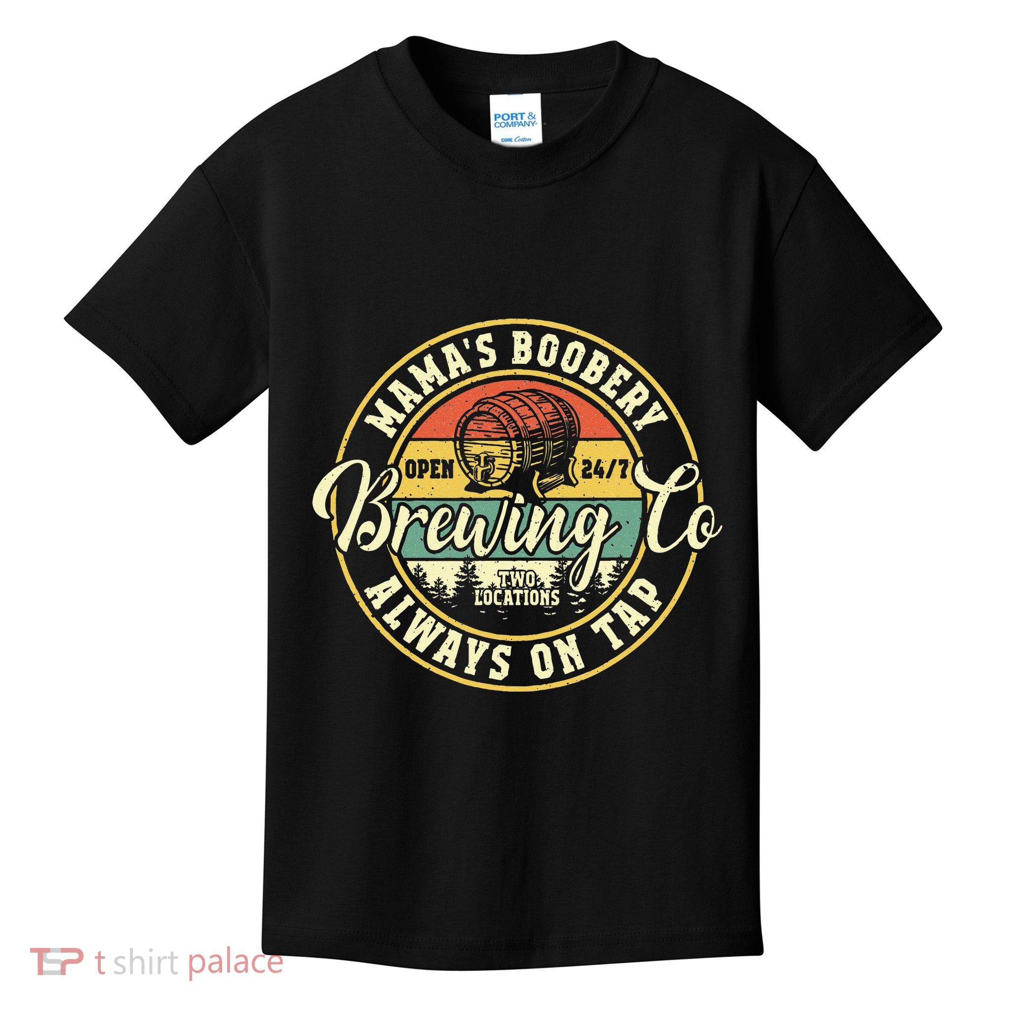 Mama Boobery Breastfeeding Brewery New Mom Brewing Co Retro Kids T-Shirt