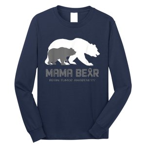 Mama Bear Brain Tumor Awareness Shirt For Women Men Long Sleeve Shirt