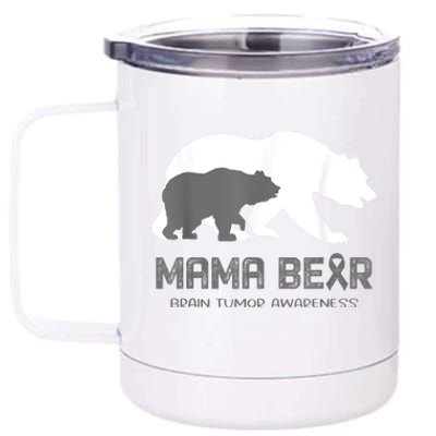 Mama Bear Brain Tumor Awareness Shirt For Women Men 12 oz Stainless Steel Tumbler Cup