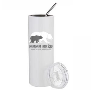 Mama Bear Brain Tumor Awareness Shirt For Women Men Stainless Steel Tumbler