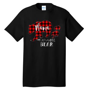 Mama Bear Buffalo Red Plaid Christmas Pajama Family Outfits Tall T-Shirt