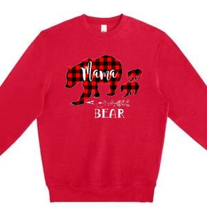 Mama Bear Buffalo Red Plaid Christmas Pajama Family Outfits Premium Crewneck Sweatshirt