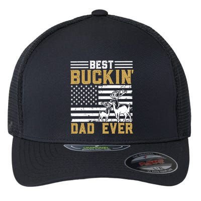 Men Best Buckin Dad Ever Deer Hunting Bucking Fathers Day Gift Flexfit Unipanel Trucker Cap