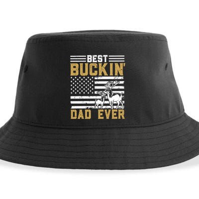 Men Best Buckin Dad Ever Deer Hunting Bucking Fathers Day Gift Sustainable Bucket Hat