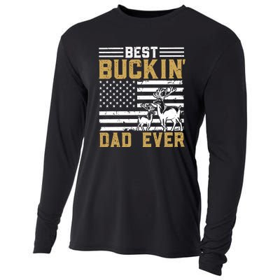 Men Best Buckin Dad Ever Deer Hunting Bucking Fathers Day Gift Cooling Performance Long Sleeve Crew