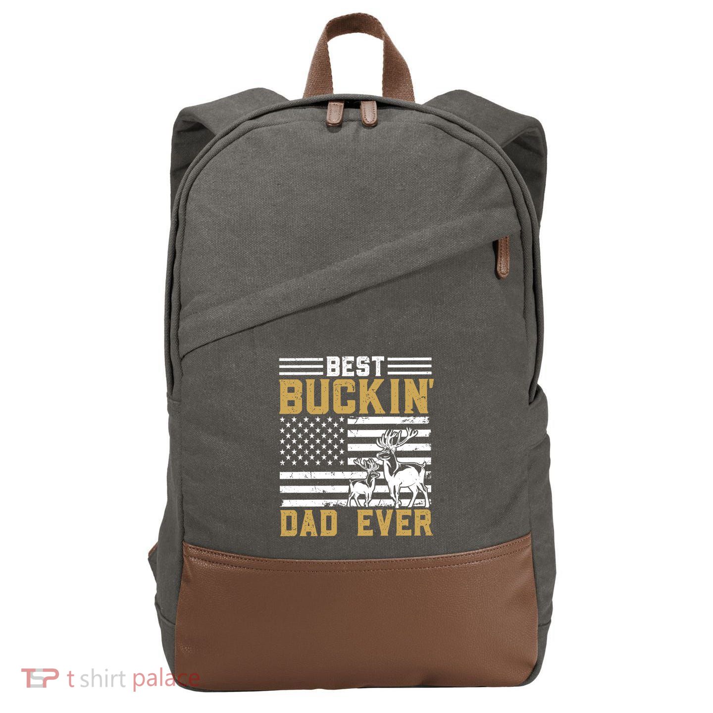 Men Best Buckin Dad Ever Deer Hunting Bucking Fathers Day Gift Cotton Canvas Backpack