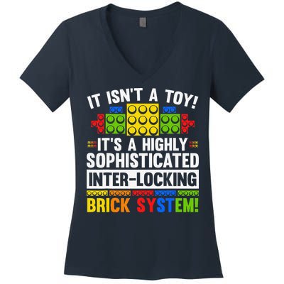 Master Builder Bricks Blocks Play Toys Women's V-Neck T-Shirt