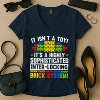 Master Builder Bricks Blocks Play Toys Women's V-Neck T-Shirt