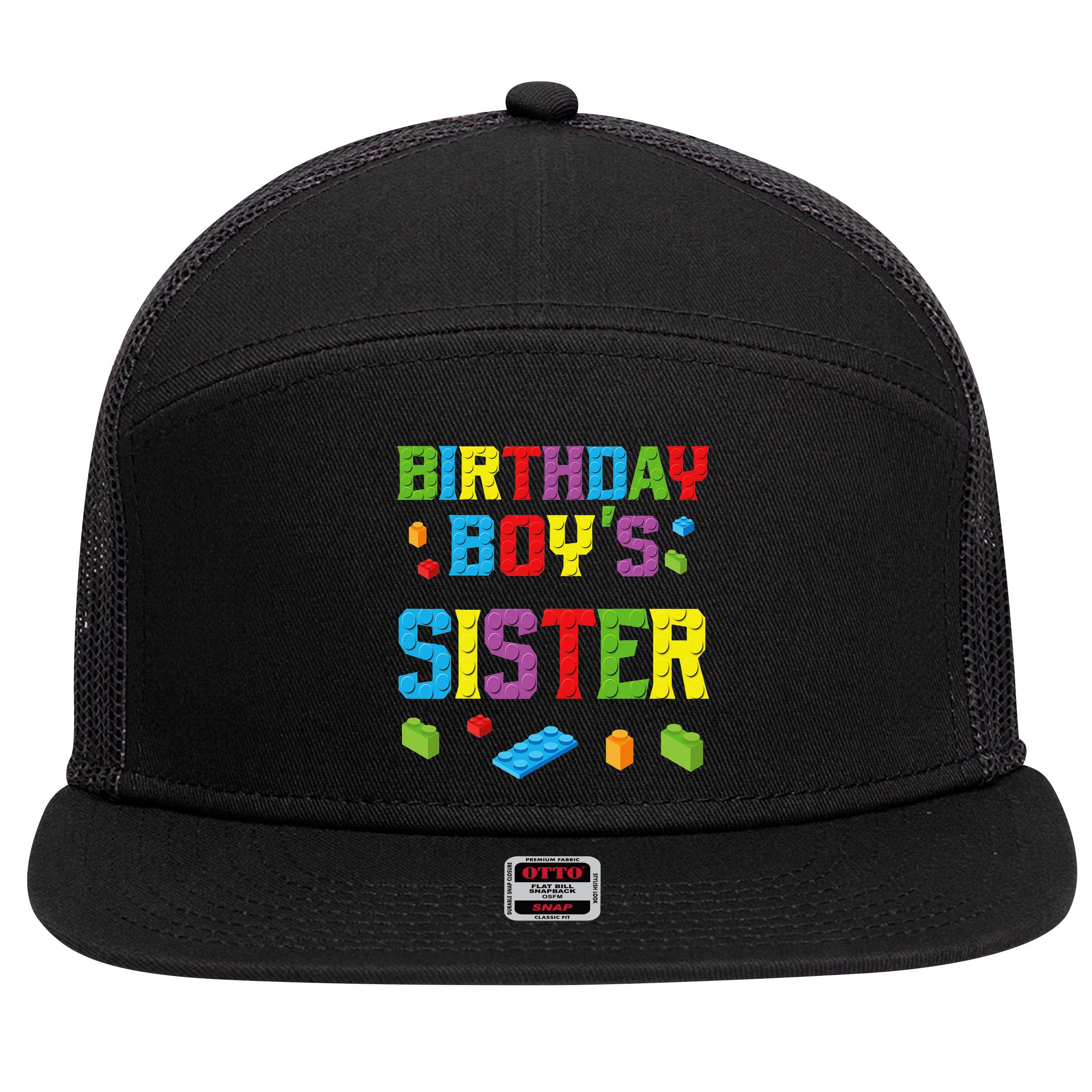 Master Builder Birthday Sister Building Bricks Blocks 7 Panel Mesh Trucker Snapback Hat