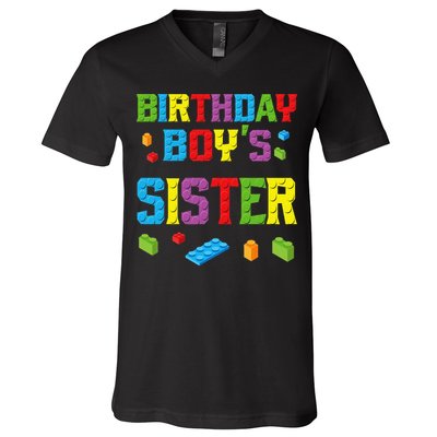 Master Builder Birthday Sister Building Bricks Blocks V-Neck T-Shirt
