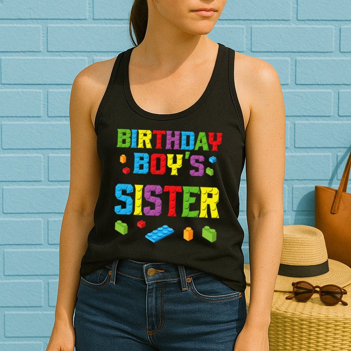 Master Builder Birthday Sister Building Bricks Blocks Womens Tank Top