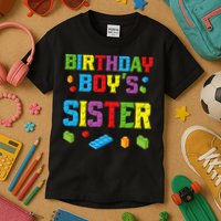 Master Builder Birthday Sister Building Bricks Blocks Kids T-Shirt