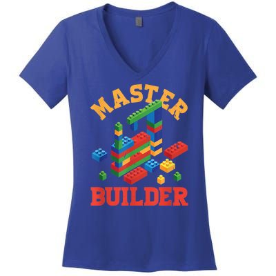 Master Builder Block Building Master Brick Builder Women's V-Neck T-Shirt