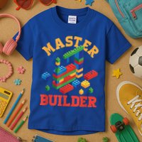 Master Builder Block Building Master Brick Builder Kids T-Shirt