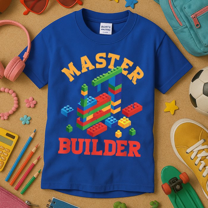 Master Builder Block Building Master Brick Builder Kids T-Shirt