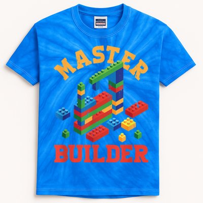 Master Builder Block Building Master Brick Builder Kids Tie-Dye T-Shirt