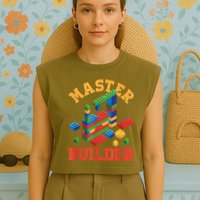 Master Builder Block Building Master Brick Builder Garment-Dyed Women's Muscle Tee
