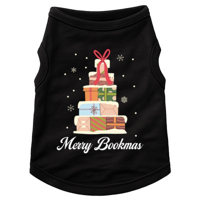 Merry Bookmas Books Pine Tree Funny Reading Lover Christmas Gift Doggie Tank