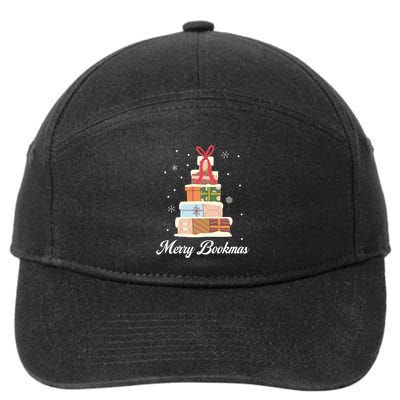 Merry Bookmas Books Pine Tree Funny Reading Lover Christmas Gift 7-Panel Snapback Hat