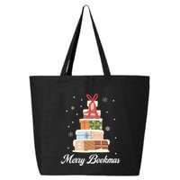 Merry Bookmas Books Pine Tree Funny Reading Lover Christmas Gift 25L Jumbo Tote