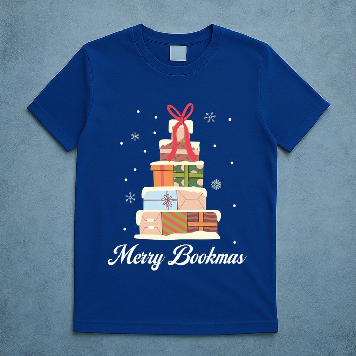 Merry Bookmas Books Pine Tree Funny Reading Lover Christmas Gift T-Shirt